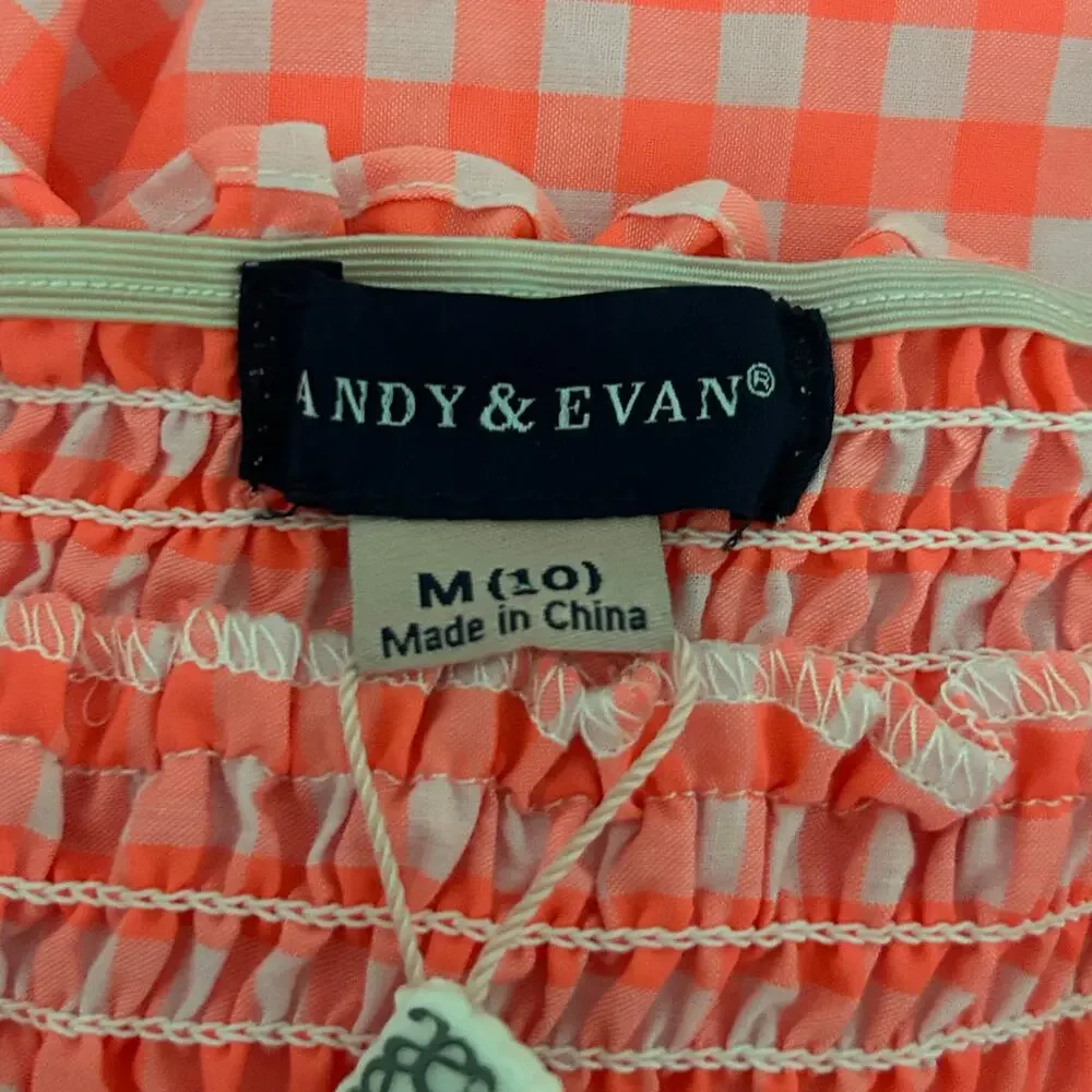 Andy & Evan Girl's Smocked Lined Check Sleeveless Sundress Medium 10 New